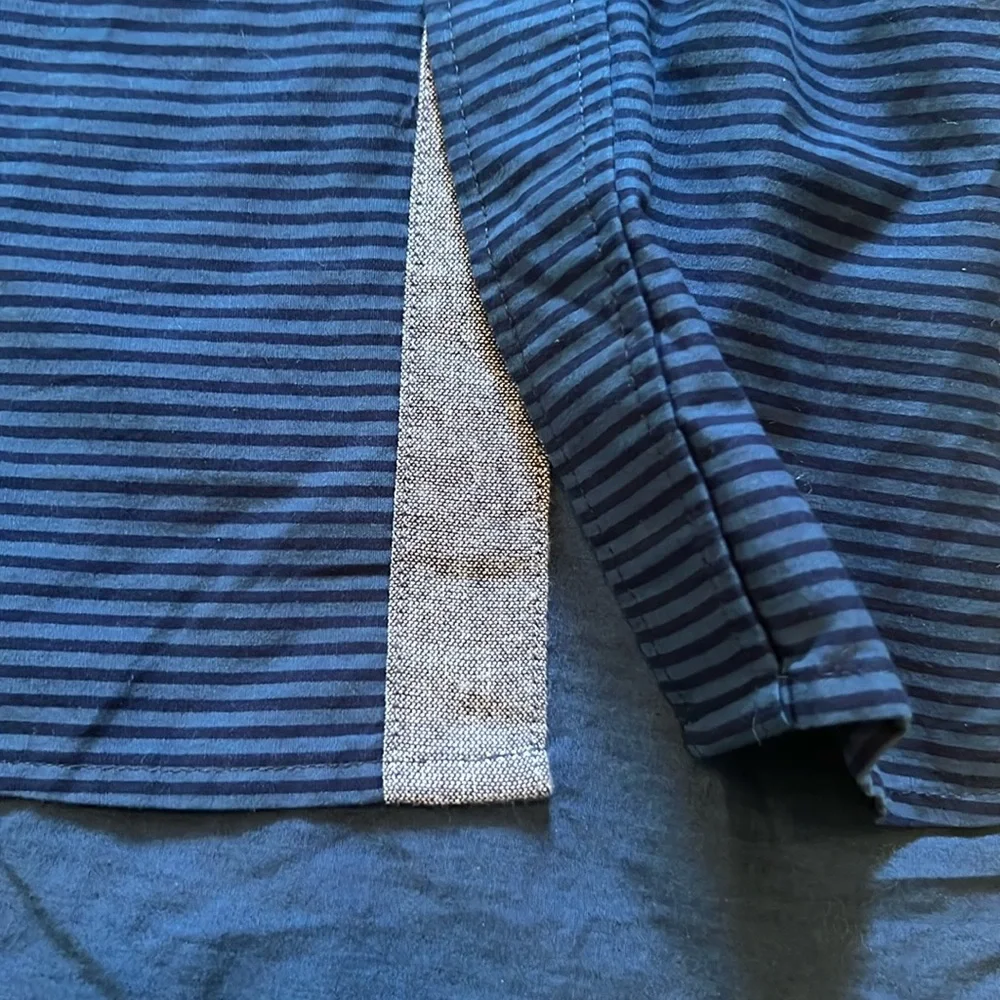 Jachs Men's Button up size Large Blue with Black Stripes